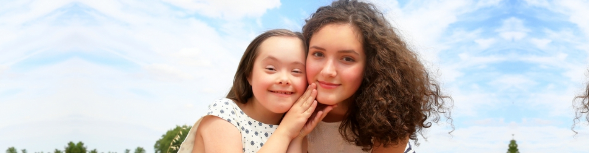 smiling beautiful young lady with her sister